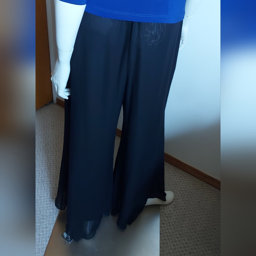 NWT Sheer black evening pants, size LP - Picture 2 of 5